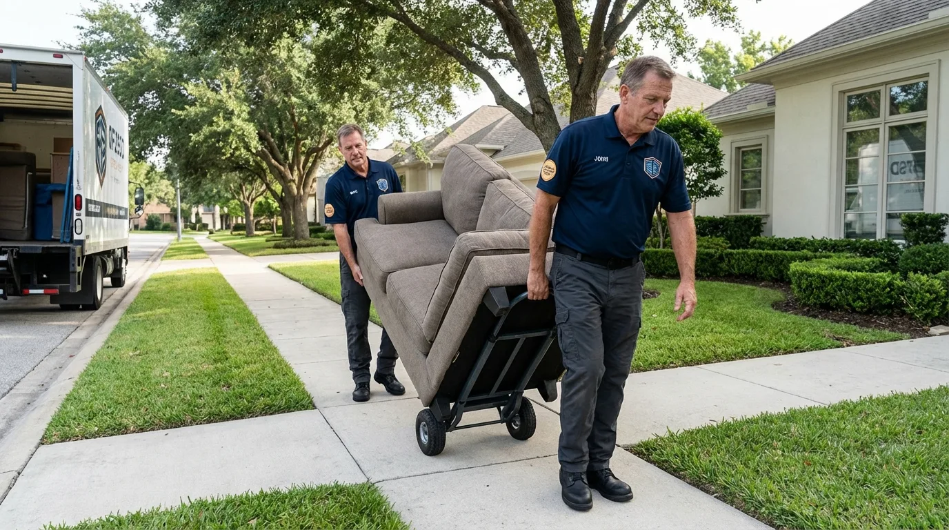 Local residential moving crew loading furniture in Morehead City, NC